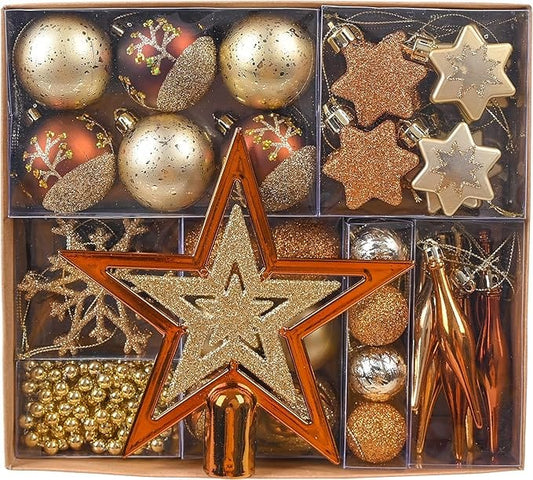 BRANDS & BEYOND Christmas Decoration Woodland Copper and Gold Christmas Ball Ornaments