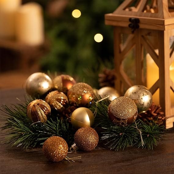 BRANDS & BEYOND Christmas Decoration Woodland Copper and Gold Christmas Ball Ornaments