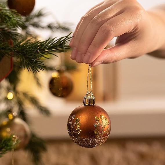 BRANDS & BEYOND Christmas Decoration Woodland Copper and Gold Christmas Ball Ornaments