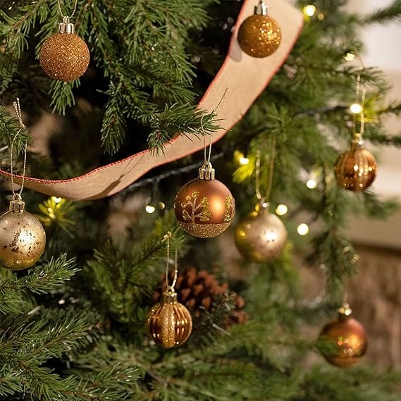 BRANDS & BEYOND Christmas Decoration Woodland Copper and Gold Christmas Ball Ornaments