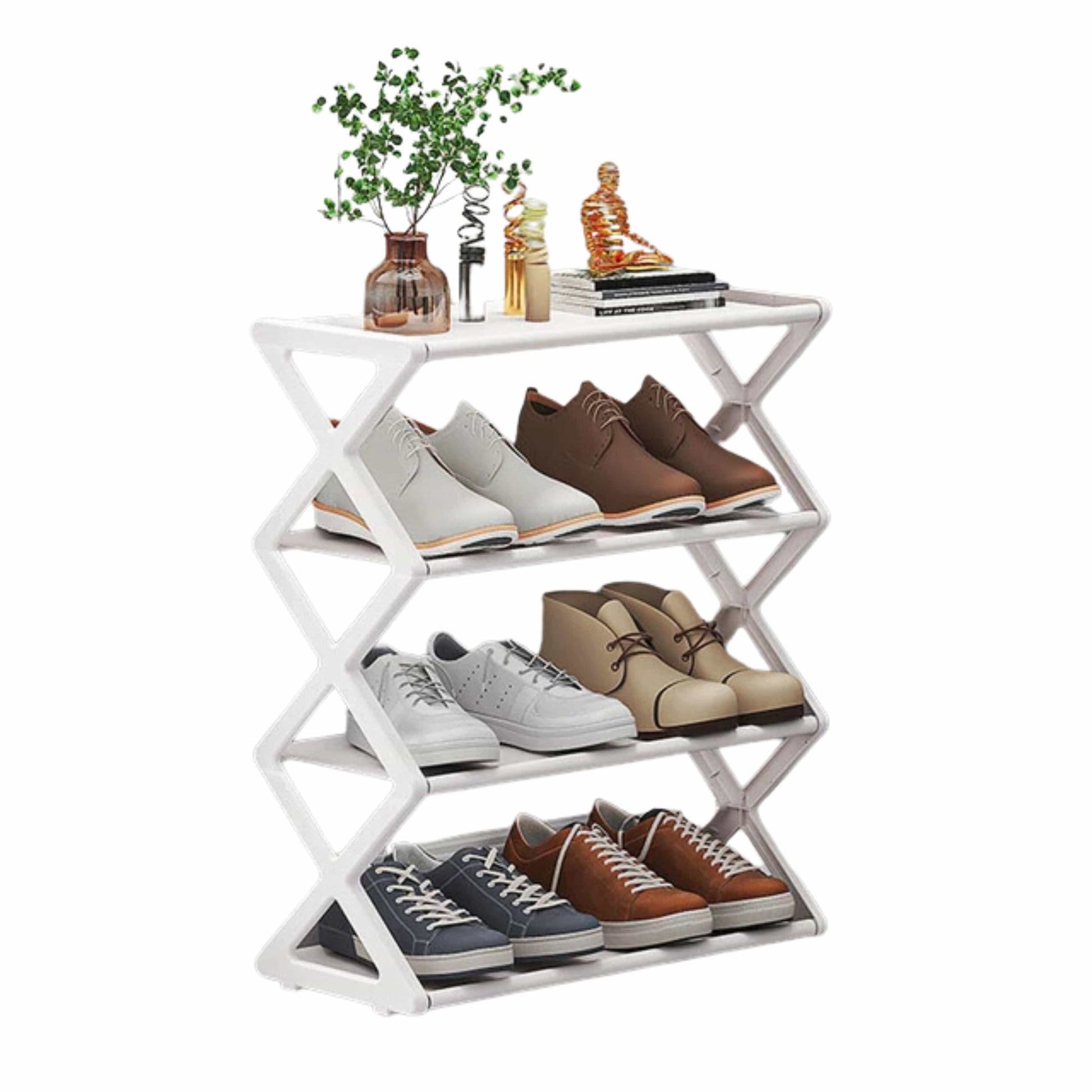 BRANDS & BEYOND Home Decoration & Accessories White shoe rack, multi-functional steel assembly shoe rack