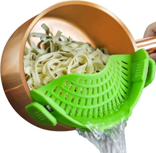 BRANDS & BEYOND Kitchenware Green Clip On Strainer Silicone for All Pots and Pans