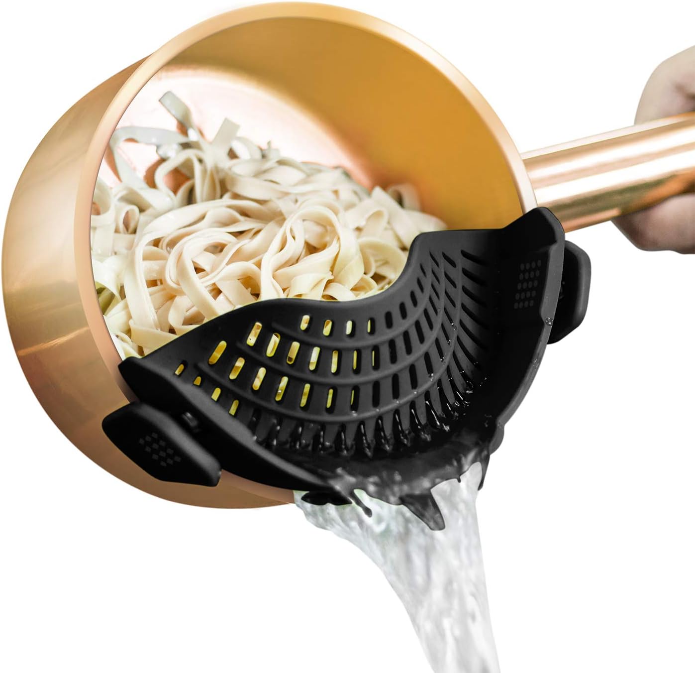BRANDS & BEYOND Kitchenware Black Clip On Strainer Silicone for All Pots and Pans