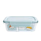 BRANDS & BEYOND Kitchenware Blue Divided Square Borosilicate Glass Lunch Box