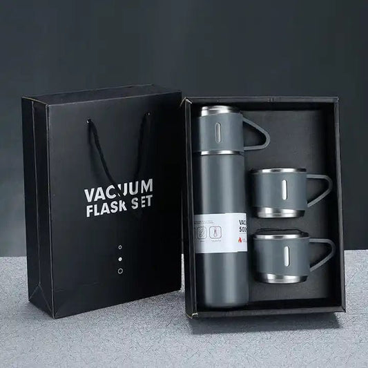 BRANDS & BEYOND Kitchenware Grey Stainless Steel Vacuum Flask Thermos Gift Set