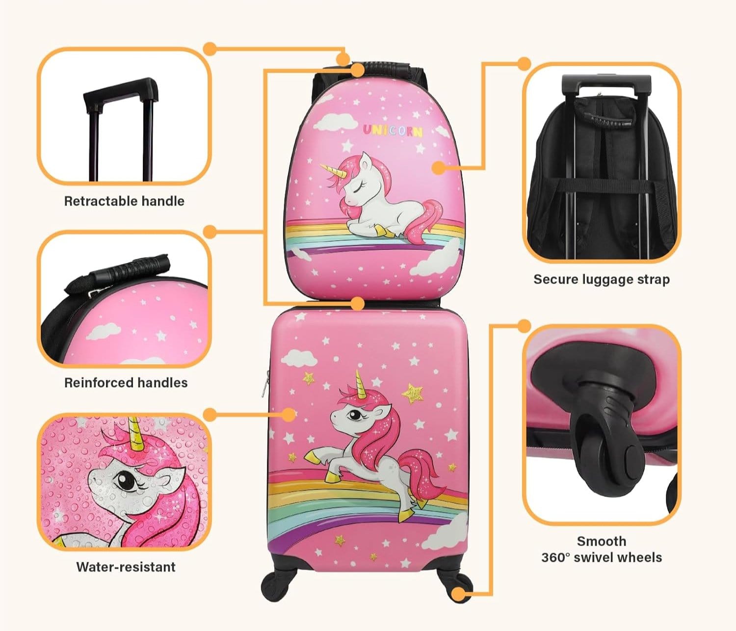 BRANDS & BEYOND Luggage & Travel Bags Unicorn Luggage Set