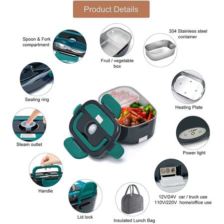 BRANDS & BEYOND Lunch Bag Grey Electronic Lunch Box 1.05L - 40W