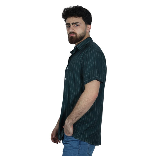BRANDS & BEYOND Mens Tops L / Green Striped Lightweight Shirt