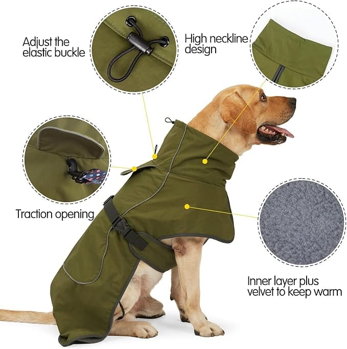 BRANDS & BEYOND Pet Accessories L / Green Dog Coat Cold Weather Reflective Soft Fleece Lining