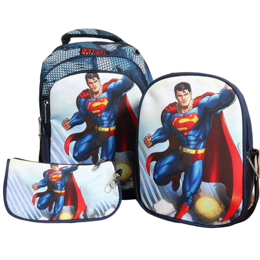 BRANDS & BEYOND School Bags Navy 3 in 1 Cartoon School Bag Set with Pencil Case and Lunch Bag For Kids