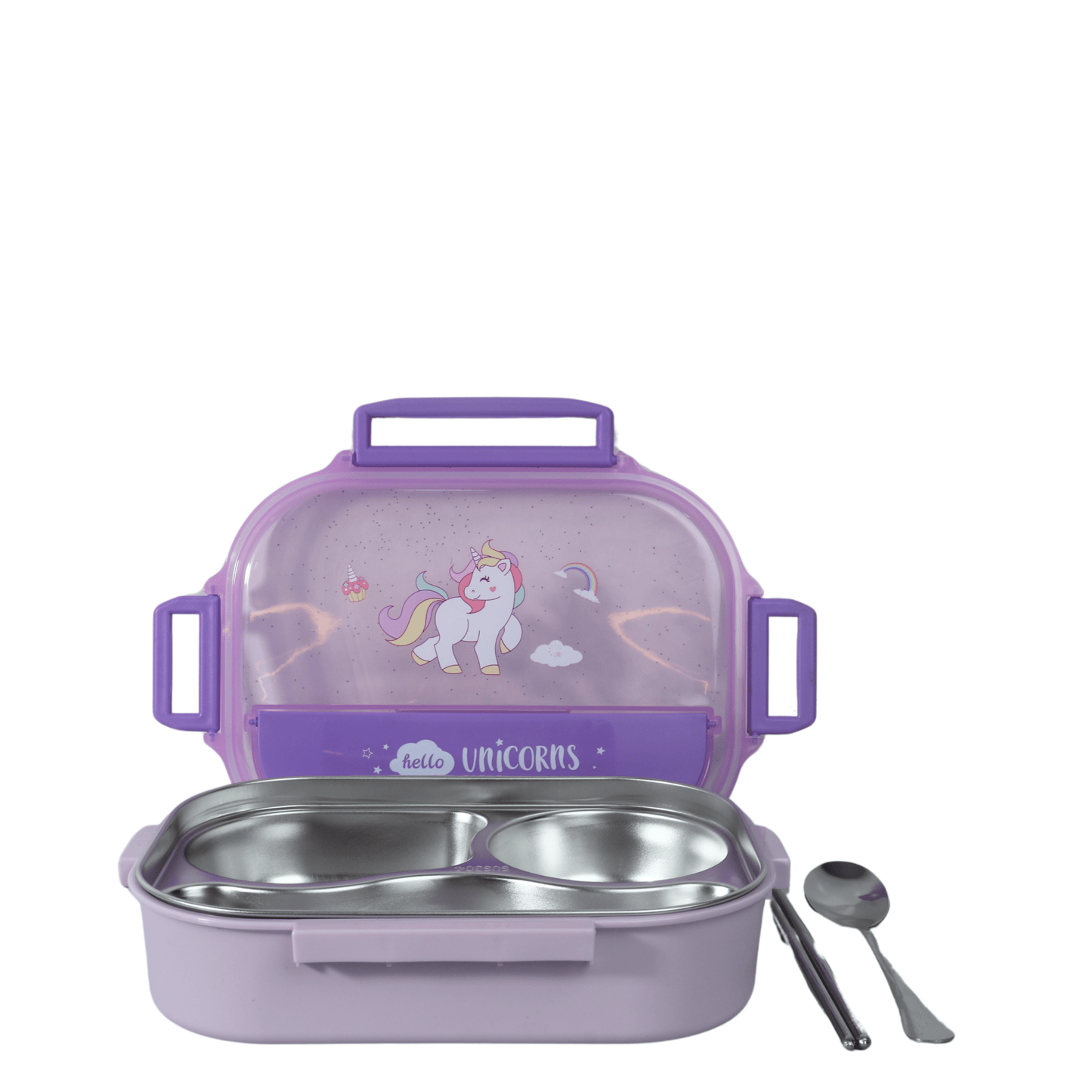 BRANDS & BEYOND School Supplies Purple Hello Unicorns Lunch box