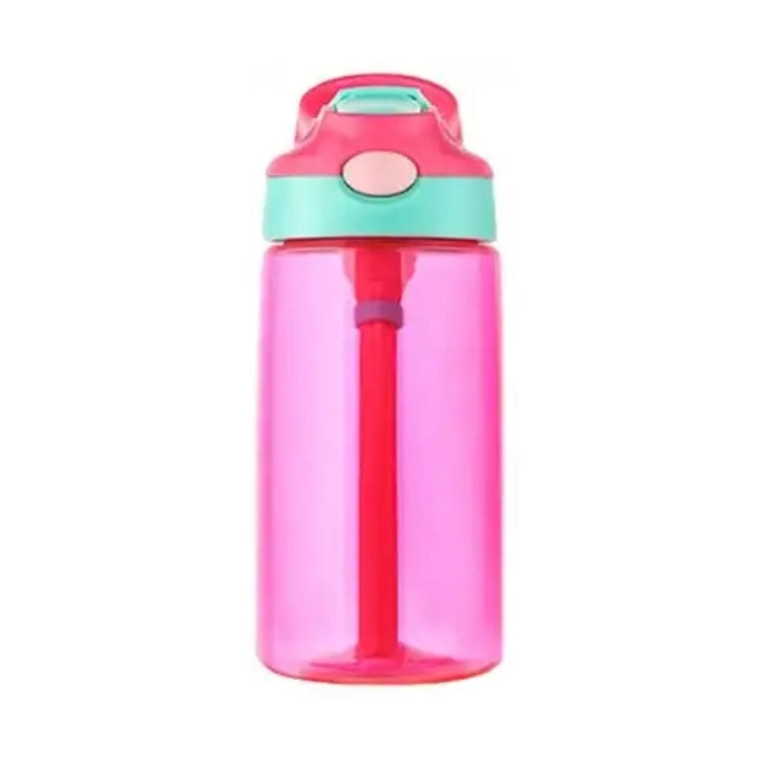 BRANDS & BEYOND School Supplies Pink Plastic Kids Water Bottle With Straw