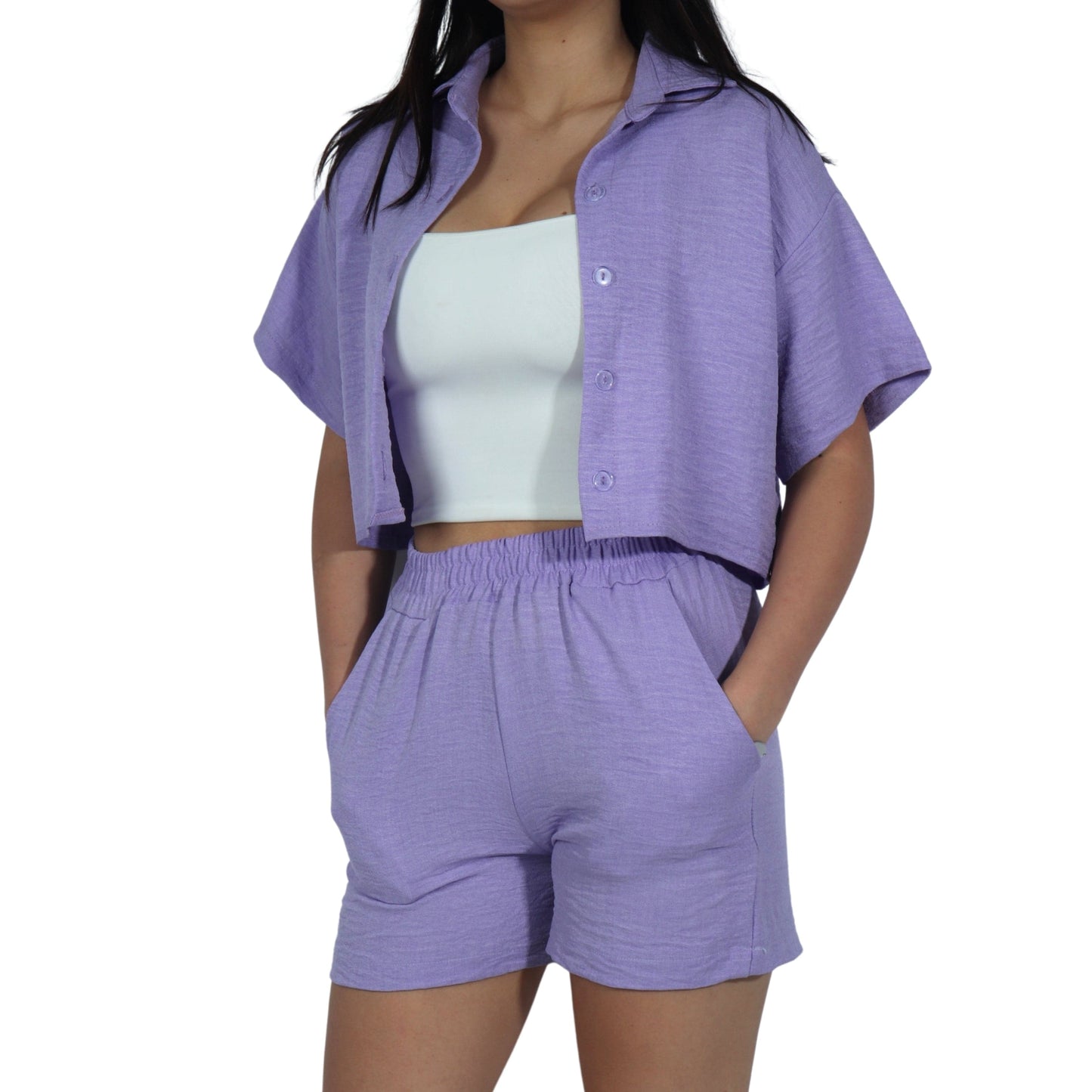 BRANDS & BEYOND Women Sets Cropped Open Top And Shorts Set