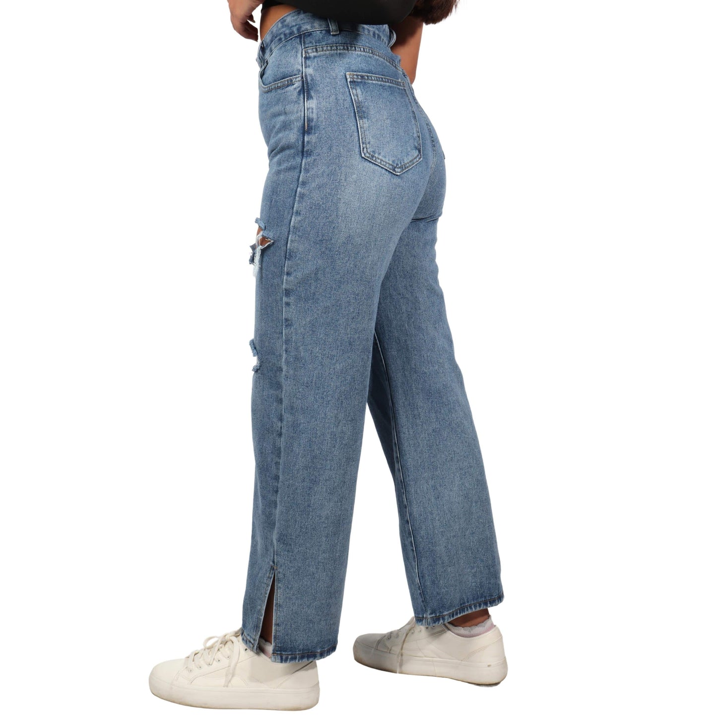 BRANDS & BEYOND Womens Bottoms M / Blue High Rise Midi Denim Pants