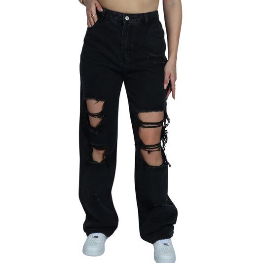 BRANDS & BEYOND Womens Bottoms M / Black Ripped Jeans