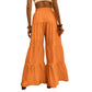 BRANDS & BEYOND Womens Bottoms S / Orange Ruffle Hem Wide Leg Pants