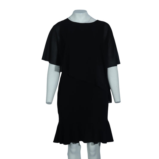BRANDS & BEYOND Womens Dress XXL / Black Mesh Overlay Ruffled Hem Short Dress