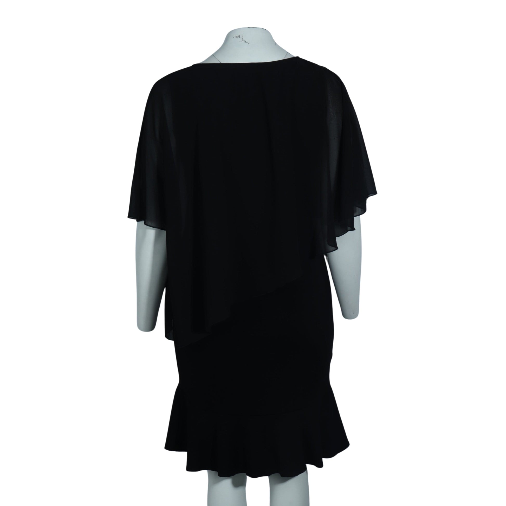 BRANDS & BEYOND Womens Dress XXL / Black Mesh Overlay Ruffled Hem Short Dress