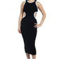 BRANDS & BEYOND Womens Dress L / Black Side Cutout Midi Dress