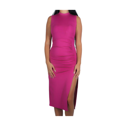 BRANDS & BEYOND Womens Dress S-M / Pink Side Slit Midi Dress