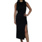 BRANDS & BEYOND Womens Dress Side Slit Midi Dress