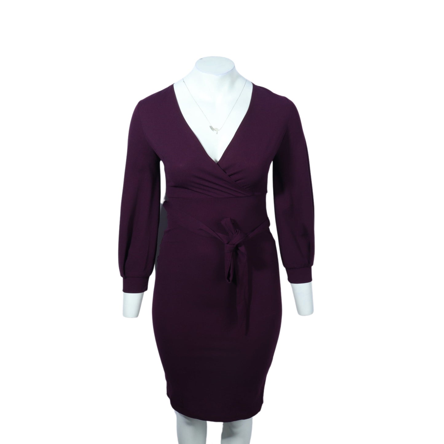 BRANDS & BEYOND Womens Dress M / Purple V-neck belt dress