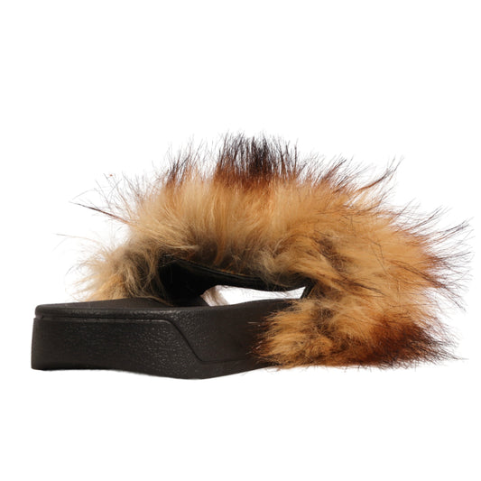 BRANDS & BEYOND Womens Shoes 41 / Black Fur Slide Slipper Sandal with Soft Furry Faux