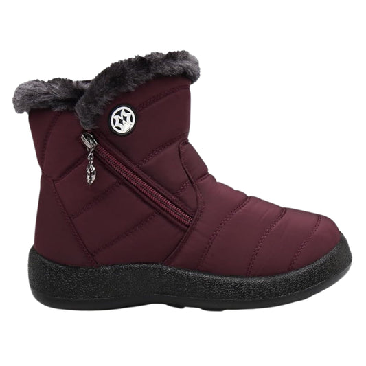 BRANDS & BEYOND Womens Shoes 41 / Burgundy Winter Snow Boots  Fur Lined Warm Outdoor Zip Flat Water-resistant