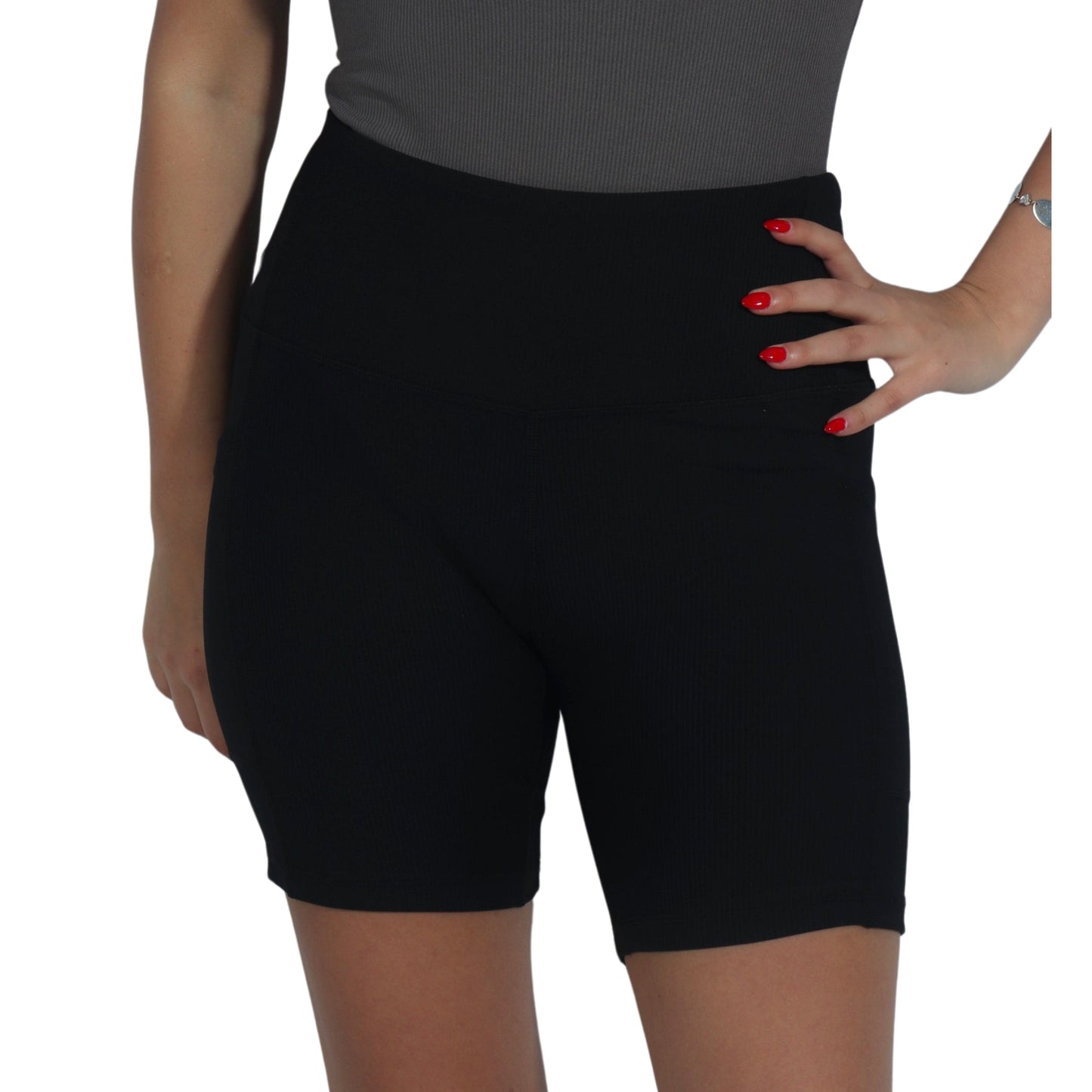 BRANDS & BEYOND Womens sports M / Black Side Phone Pockets Legging Short