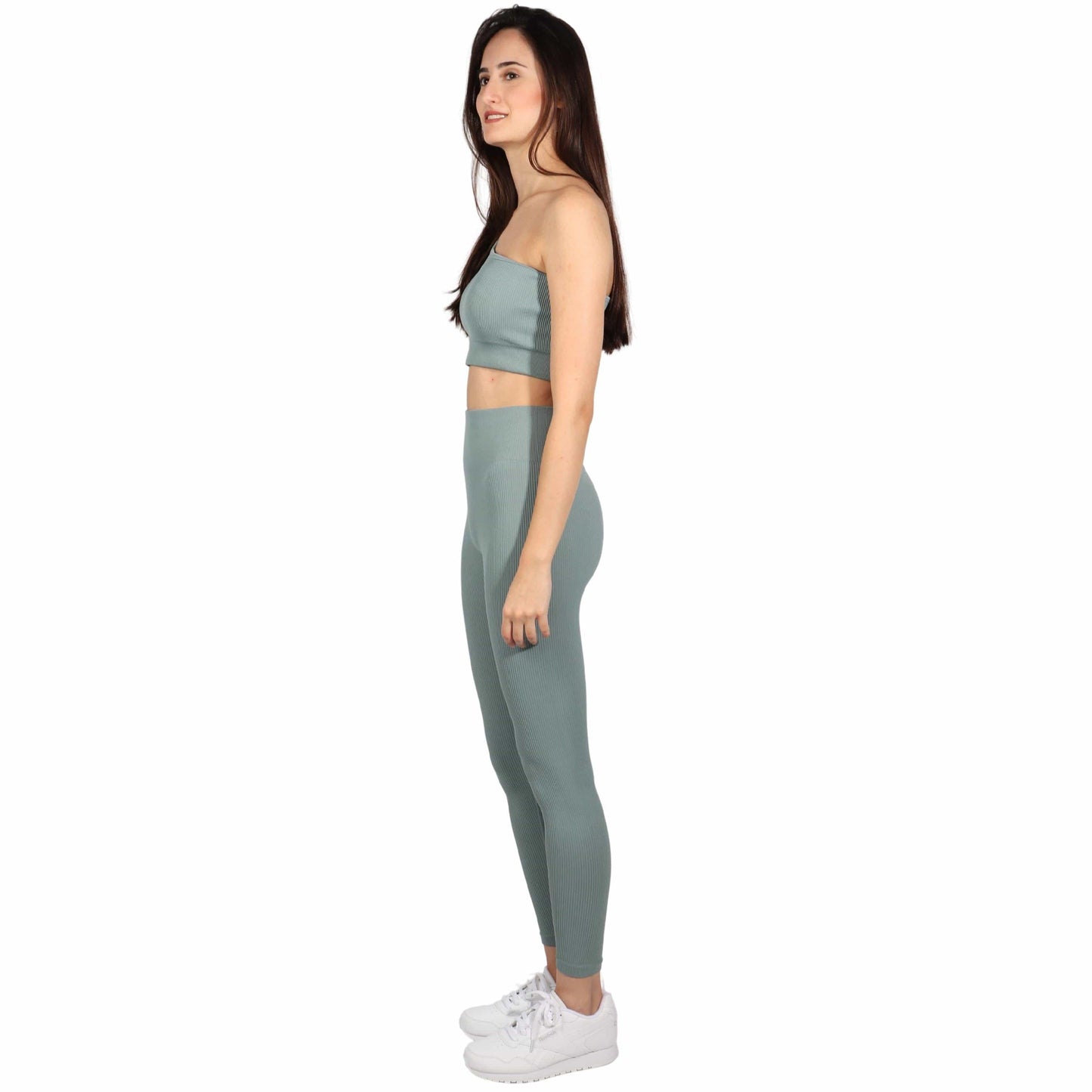 BRANDS & BEYOND Womens sports S / Green Suit PJ Short with 1 Shoulder Crop Top