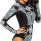 BRANDS & BEYOND Womens Swimwear XXL / Multi-Color Long Sleeve Rash Guard UV Protection Zipper Floral Printed