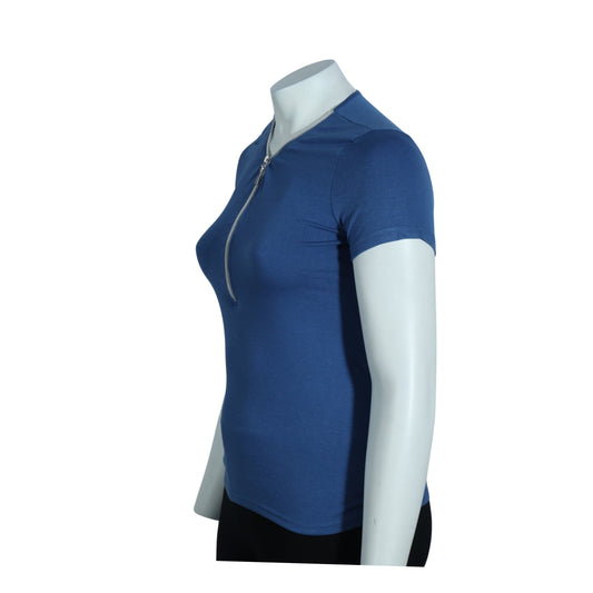 BRANDS & BEYOND Womens Tops S / Blue 1/2 Zipper T-Shirt