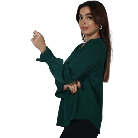 BRANDS & BEYOND Womens Tops M / Green Flowy blouse long sleeves