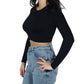 BRANDS & BEYOND Womens Tops S / Black Ribbed Stretchy Cropped Top