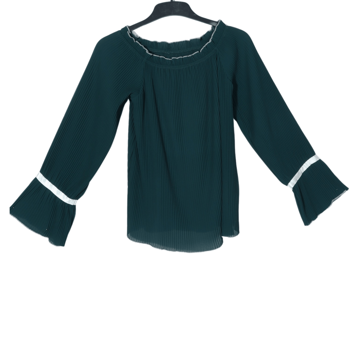 BRANDS & BEYOND Womens Tops S / Dark green Ruffled pleated blouse