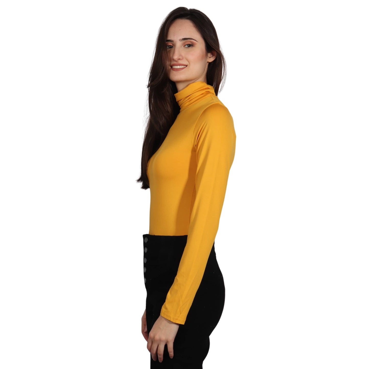 BRANDS & BEYOND Womens Tops M / Yellow Turtle Neck BodySuits