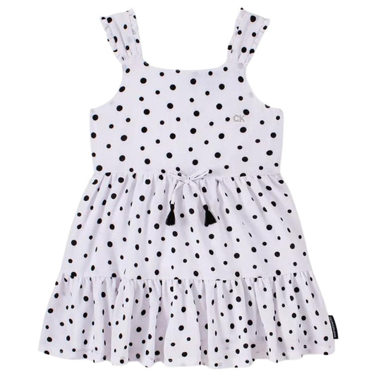 CALVIN KLEIN Baby Girl 18 Months / White CALVIN KLEIN - Baby - Crepe Polka-Dot Dress With Panty