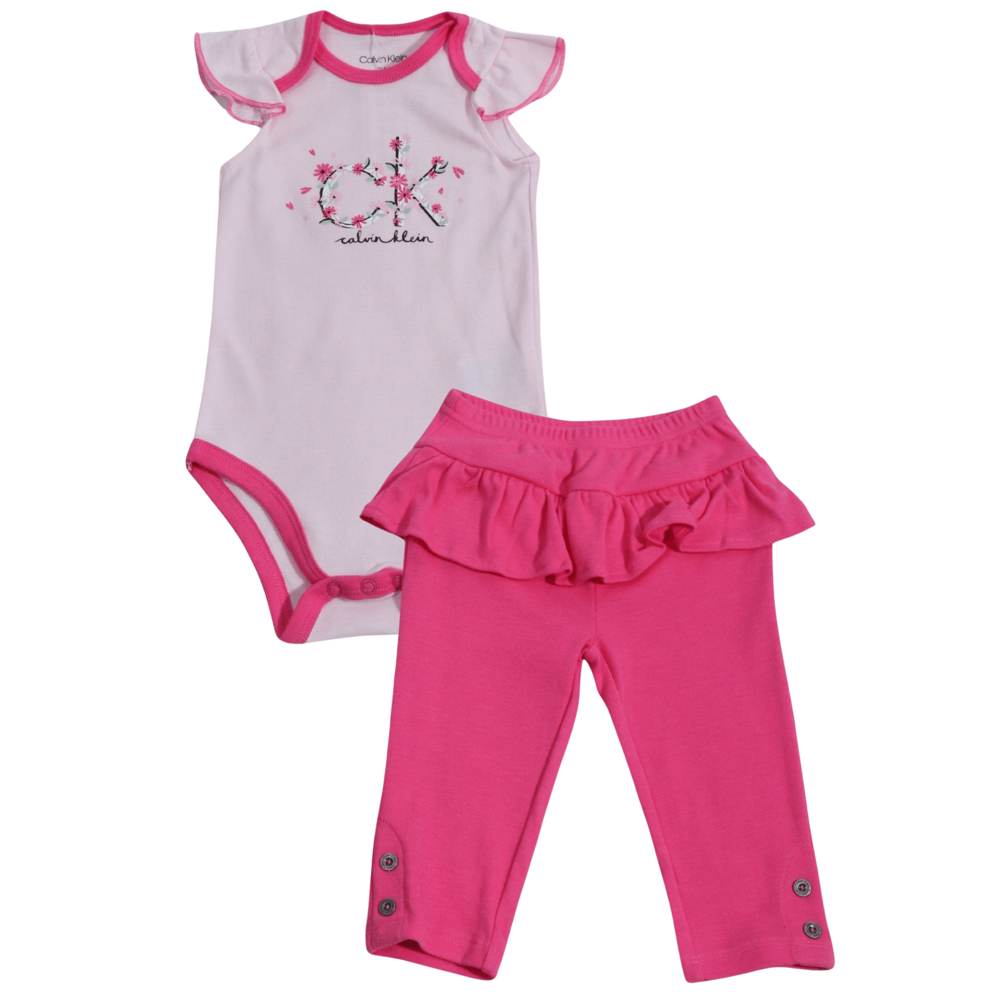 CALVIN KLEIN Baby Girl 12 Month / Pink CALVIN KLEIN - Baby - Ruffled CK Set