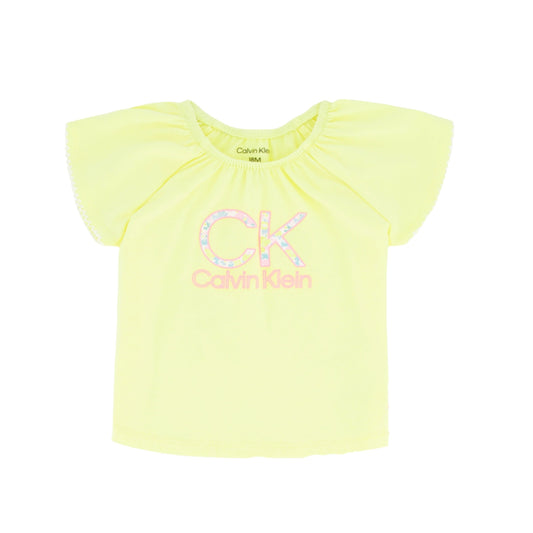 CALVIN KLEIN Baby Girl 1 Year / Yellow CALVIN KLEIN - T-shirt Printed Logo Front