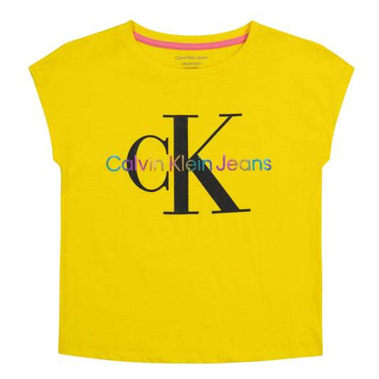 CALVIN KLEIN Girls Tops L / Yellow CALVIN KLEIN - Kids -  Rainbow Monogram Logo T-Shirt