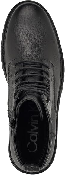 CALVIN KLEIN Mens Shoes 43.5 / Black CALVIN KLEIN - Lealin Lace-Up Lug Sole Boots