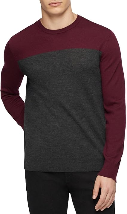 CALVIN KLEIN Mens Tops XL / Multi-Color CALVIN KLEIN - Heather Long Sleeve Crew Neck Sweater