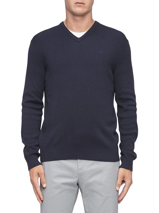 CALVIN KLEIN Mens Tops M / Navy CALVIN KLEIN -  V Neck Classic Fit Pullover Sweater