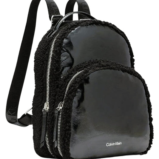CALVIN KLEIN Women Bags Black CALVIN KLEIN - Estelle Patent Sherpa Backpack