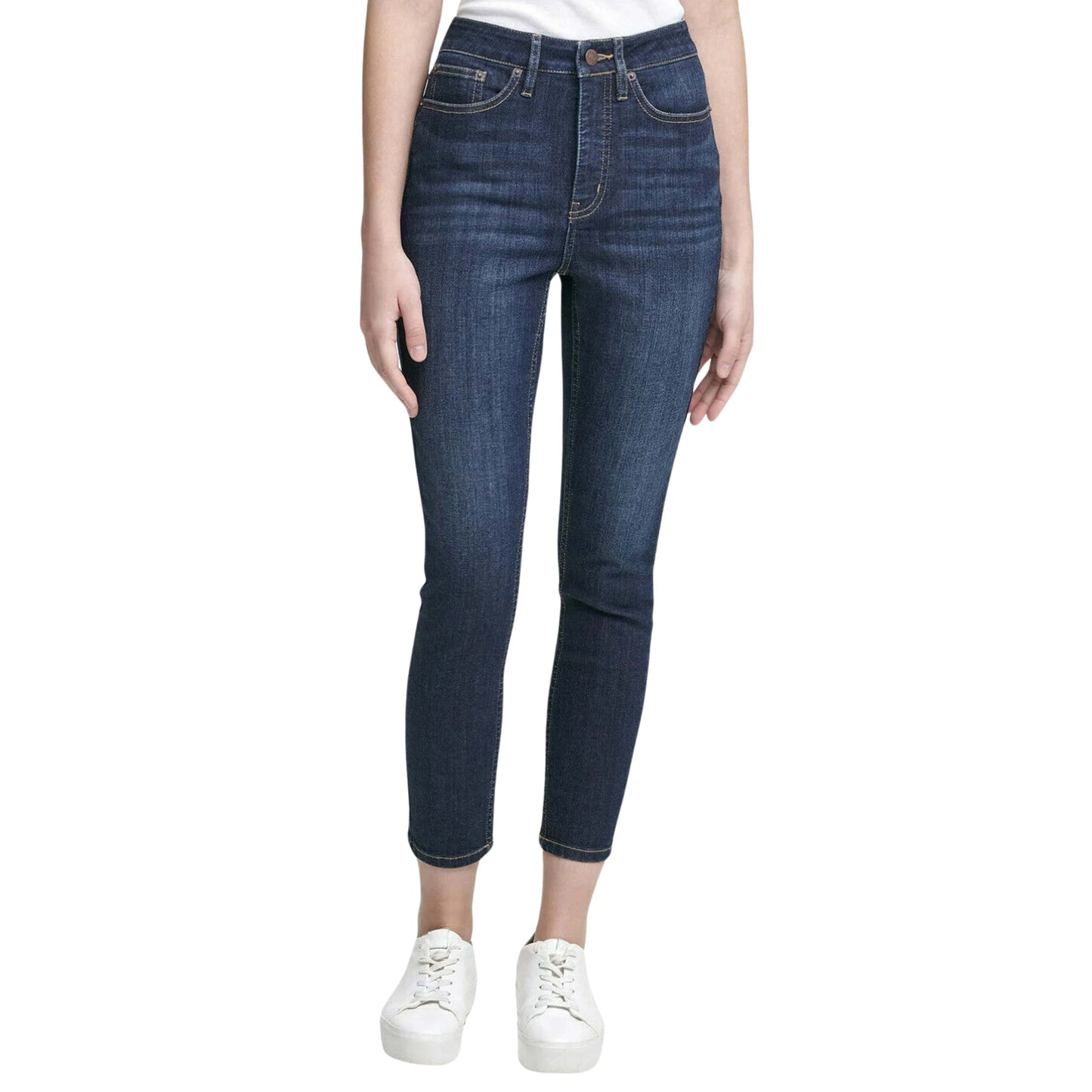 CALVIN KLEIN Womens Bottoms CALVIN KLEIN - Skinny High-Rise Jeans Late Night Denim