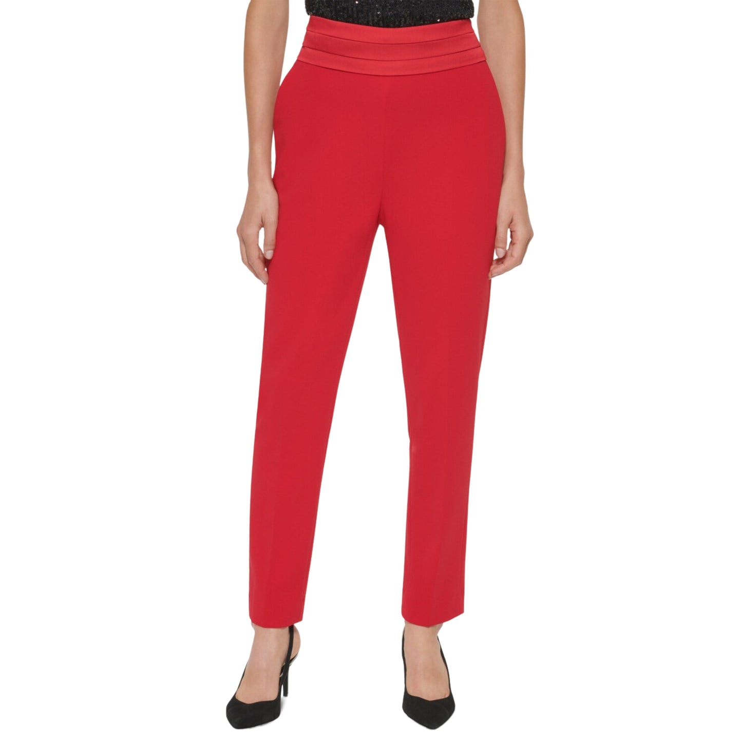 CALVIN KLEIN Womens Bottoms L / Red CALVIN KLEIN -  Tuxedo Pants