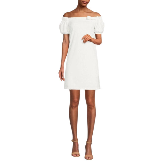 CALVIN KLEIN Womens Dress S / White CALVIN KLEIN - Bow Above Knee Sheath Dress