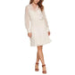 CALVIN KLEIN Womens Dress L / White CALVIN KLEIN - Metallic Clip-Dot Smocked Fit & Flare Dress