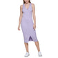 CALVIN KLEIN Womens Dress S / Purple CALVIN KLEIN - Ribbed Knit buttons Bodycon Dress