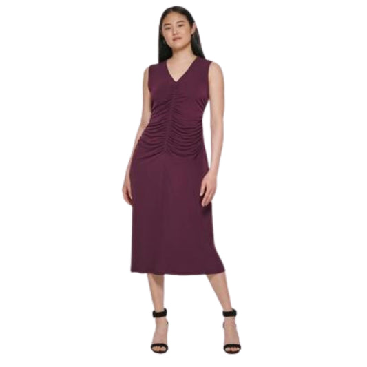 CALVIN KLEIN Womens Dress XS / Purple CALVIN KLEIN -  Ruched Sleeveless Sheath Dress
